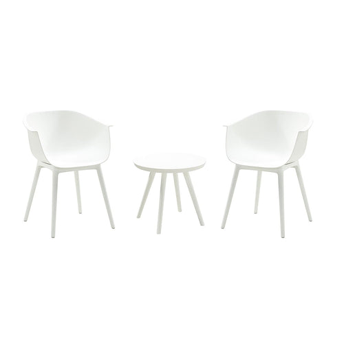 homeroots outdoor Solid White Contempo Outdoor Chairs and Table Set