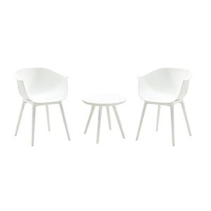 homeroots outdoor Solid White Contempo Outdoor Chairs and Table Set