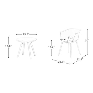 homeroots outdoor 30" x 23.8" x 22.5" Solid White Contempo Outdoor Chairs and Table Set