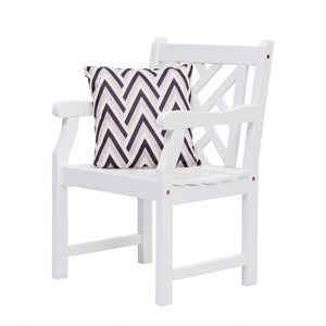 HomeRoots Outdoor Chairs The Diamond | White Wood Patio Armchair