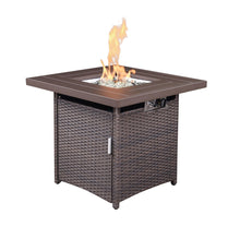 Load image into Gallery viewer, HomeRoots Fire Pits Accessories The Titan Faux Rattan Propane Fire Pit with Glass Bead Rocks