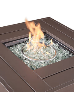 HomeRoots Fire Pits Accessories The Titan Faux Rattan Propane Fire Pit with Glass Bead Rocks